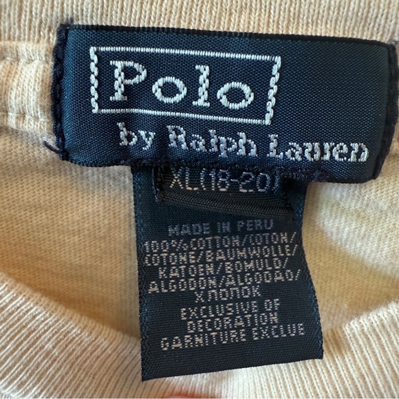 Polo by Ralph Lauren Cream Long Sleeve Tee with Flag and Logo - Picture 5 of 5